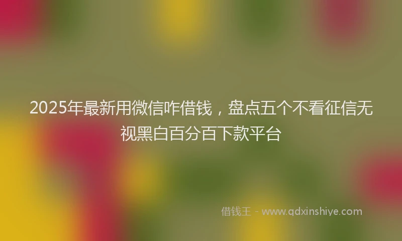 2025年最新用微信咋借钱，盘点五个不看征信无视黑白百分百下款平台