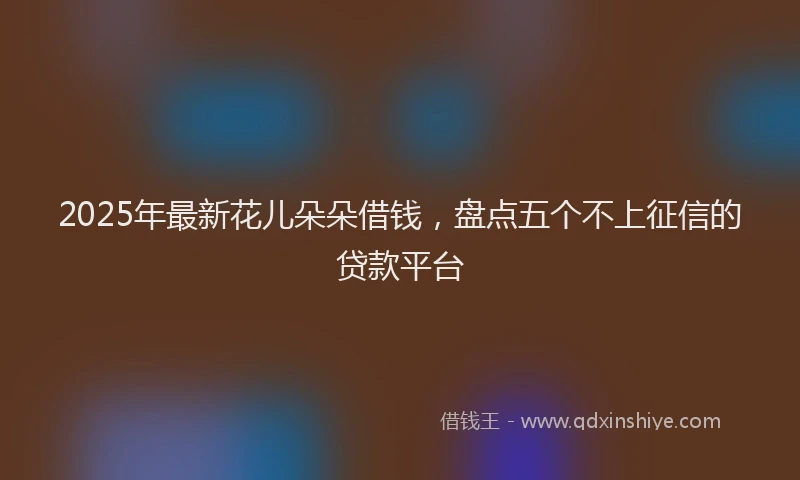 2025年最新花儿朵朵借钱，盘点五个不上征信的贷款平台