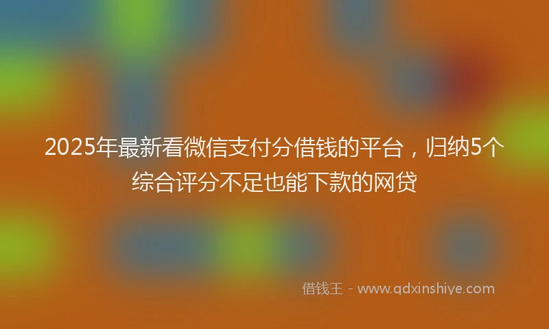 2025年最新看微信支付分借钱的平台，归纳5个综合评分不足也能下款的网贷