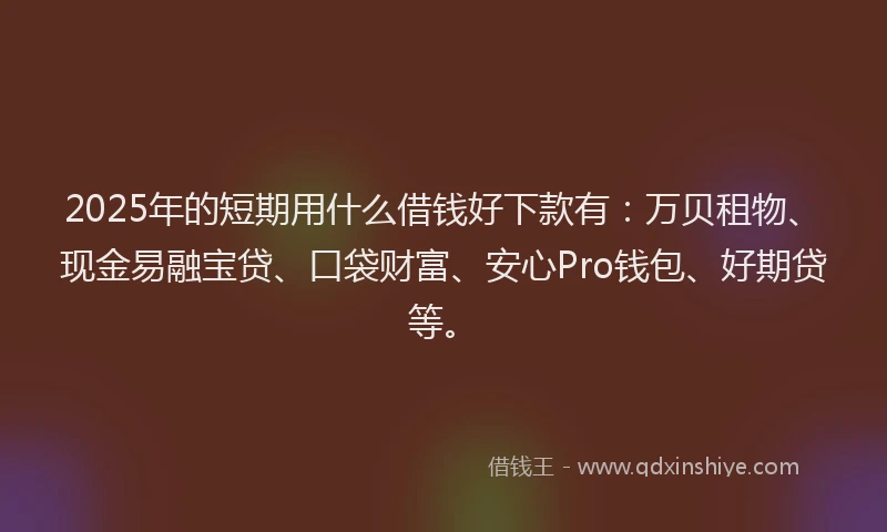 2025年的短期用什么借钱好下款有：万贝租物、现金易融宝贷、口袋财富、安心Pro钱包、好期贷等。