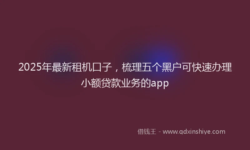 2025年最新租机口子，梳理五个黑户可快速办理小额贷款业务的app