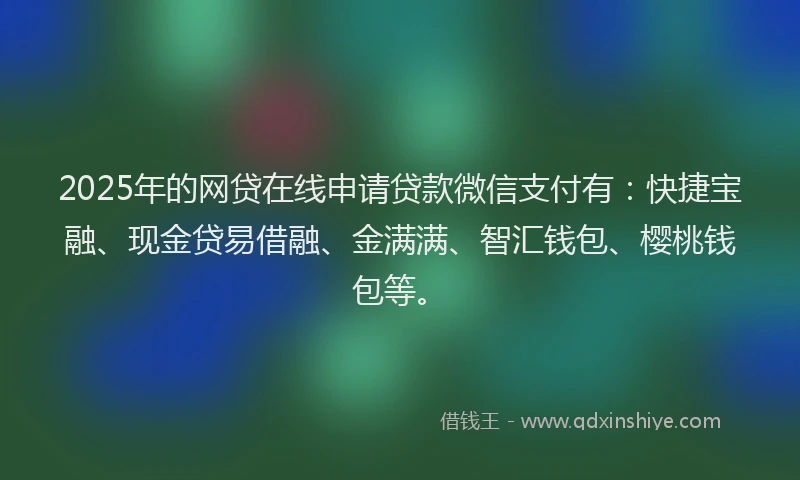 2025年的网贷在线申请贷款微信支付有：快捷宝融、现金贷易借融、金满满、智汇钱包、樱桃钱包等。