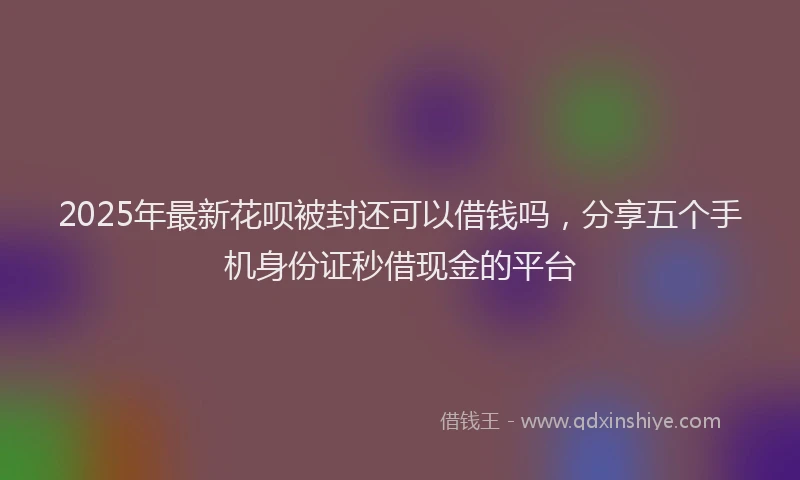 2025年最新花呗被封还可以借钱吗，分享五个手机身份证秒借现金的平台