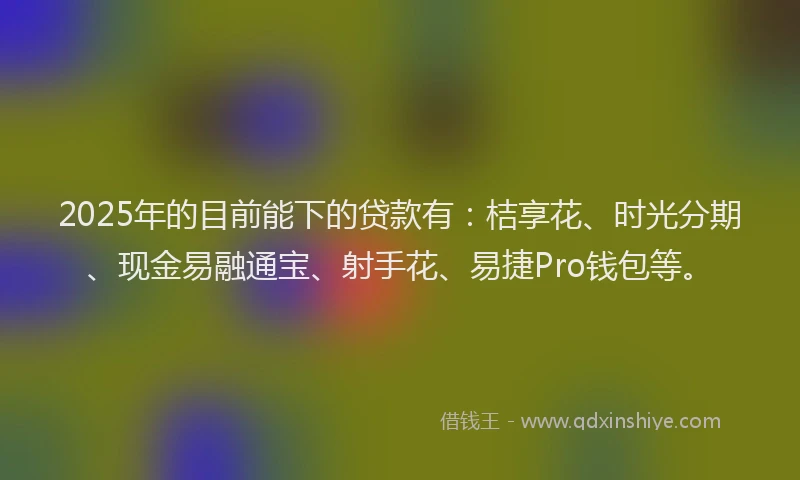 2025年的目前能下的贷款有：桔享花、时光分期、现金易融通宝、射手花、易捷Pro钱包等。