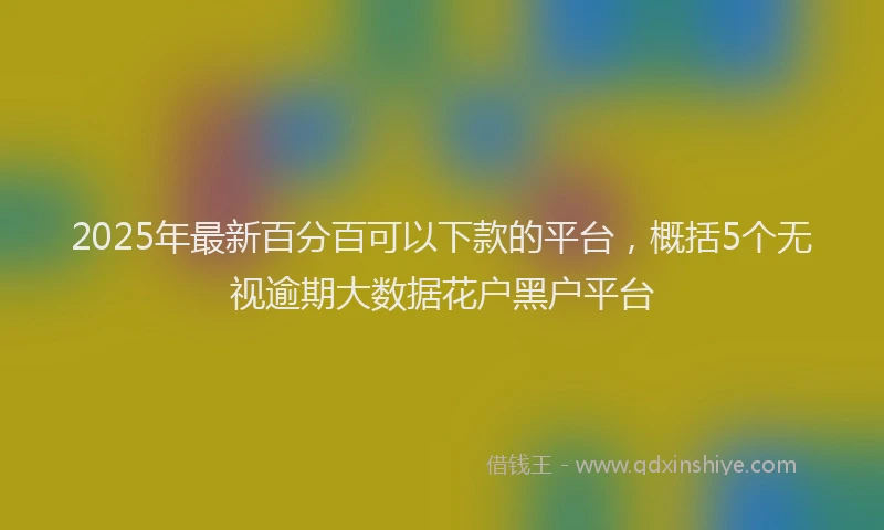 2025年最新百分百可以下款的平台，概括5个无视逾期大数据花户黑户平台