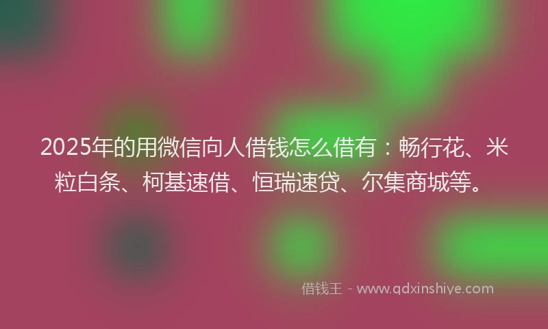 2025年的用微信向人借钱怎么借有：畅行花、米粒白条、柯基速借、恒瑞速贷、尔集商城等。