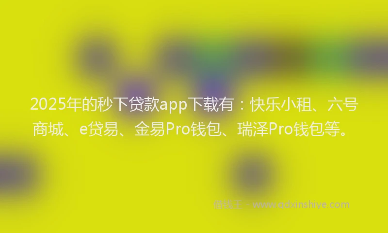 2025年的秒下贷款app下载有：快乐小租、六号商城、e贷易、金易Pro钱包、瑞泽Pro钱包等。