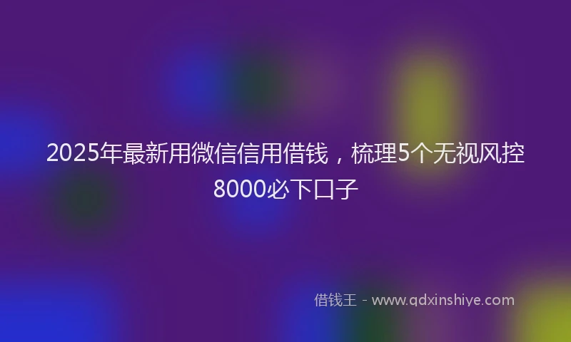 2025年最新用微信信用借钱，梳理5个无视风控8000必下口子