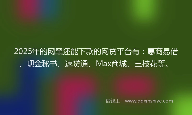 2025年的网黑还能下款的网贷平台有：惠商易借、现金秘书、速贷通、Max商城、三枝花等。