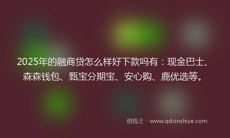 2025年的融商贷怎么样好下款吗有：现金巴士、森森钱包、甄宝分期宝、安心购、鹿优选等。