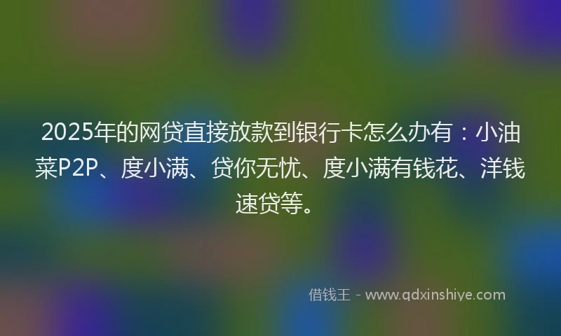2025年的网贷直接放款到银行卡怎么办有：小油菜P2P、度小满、贷你无忧、度小满有钱花、洋钱速贷等。