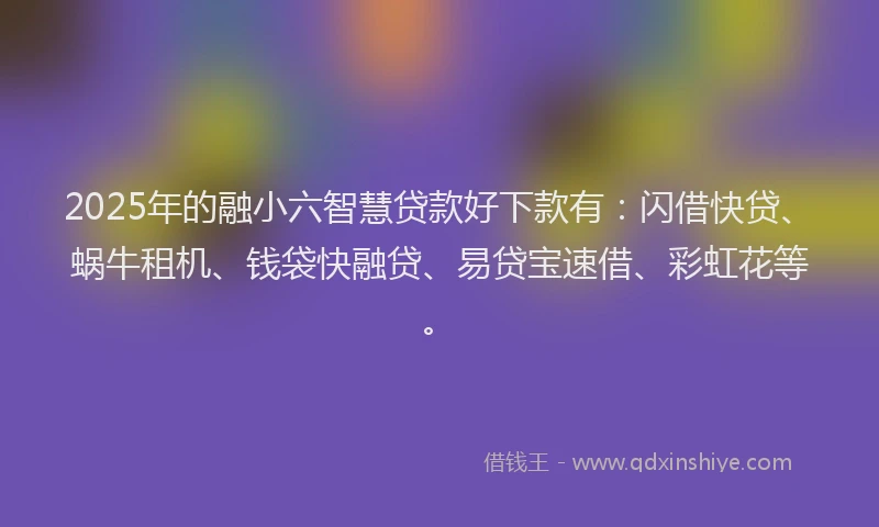 2025年的融小六智慧贷款好下款有：闪借快贷、蜗牛租机、钱袋快融贷、易贷宝速借、彩虹花等。
