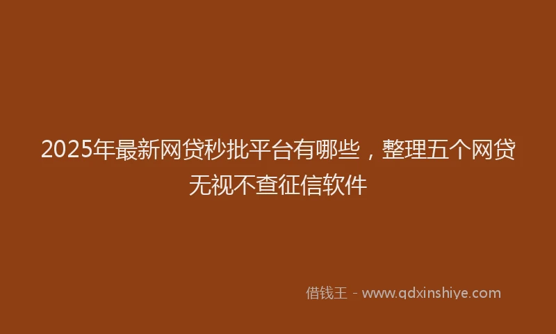 2025年最新网贷秒批平台有哪些，整理五个网贷无视不查征信软件
