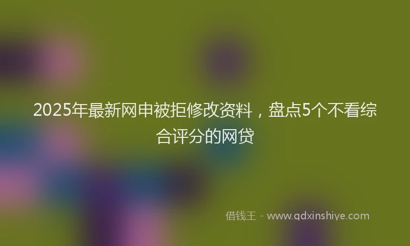 2025年最新网申被拒修改资料，盘点5个不看综合评分的网贷