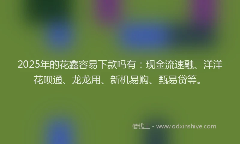 2025年的花鑫容易下款吗有：现金流速融、洋洋花呗通、龙龙用、新机易购、甄易贷等。