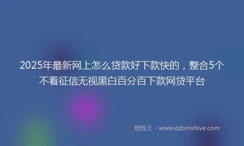 2025年最新网上怎么贷款好下款快的，整合5个不看征信无视黑白百分百下款网贷平台