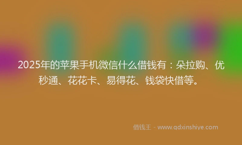 2025年的苹果手机微信什么借钱有：朵拉购、优秒通、花花卡、易得花、钱袋快借等。