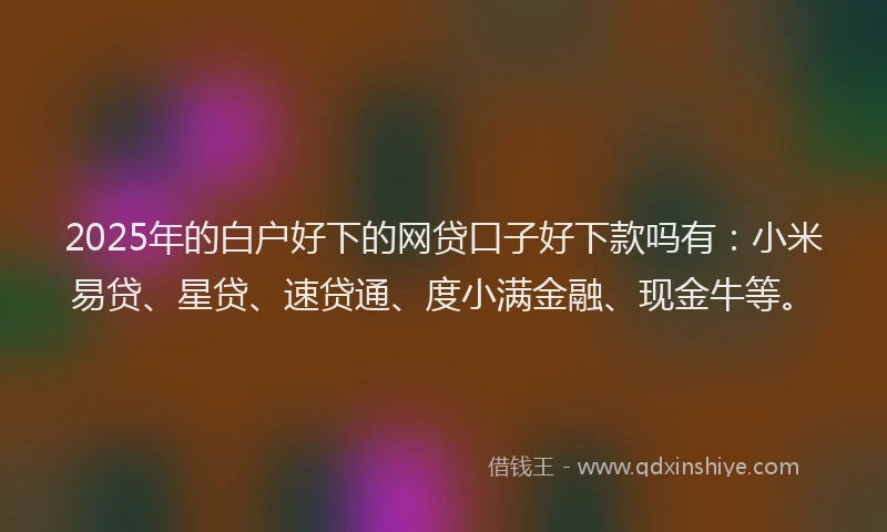 2025年的白户好下的网贷口子好下款吗有：小米易贷、星贷、速贷通、度小满金融、现金牛等。