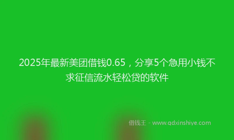 2025年最新美团借钱0.65，分享5个急用小钱不求征信流水轻松贷的软件