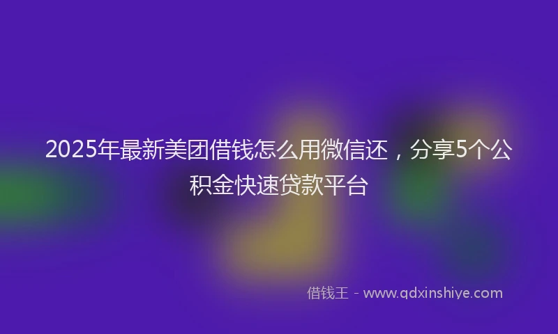 2025年最新美团借钱怎么用微信还，分享5个公积金快速贷款平台