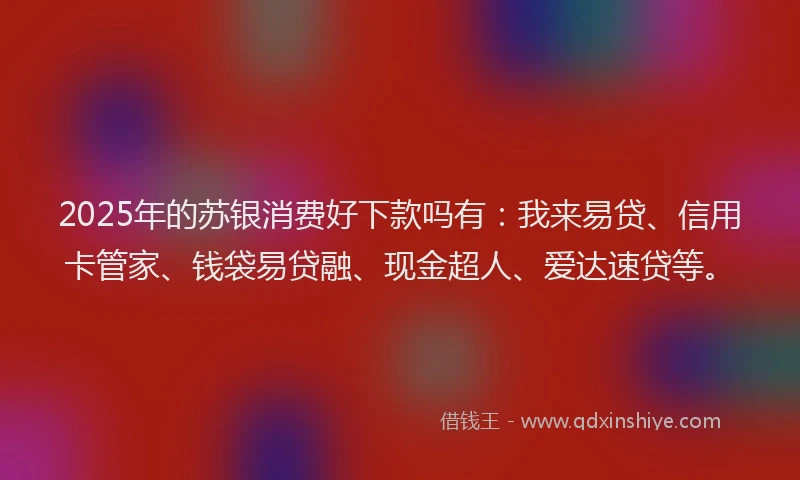 2025年的苏银消费好下款吗有：我来易贷、信用卡管家、钱袋易贷融、现金超人、爱达速贷等。