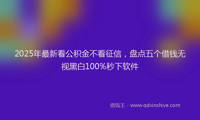 2025年最新看公积金不看征信，盘点五个借钱无视黑白100%秒下软件