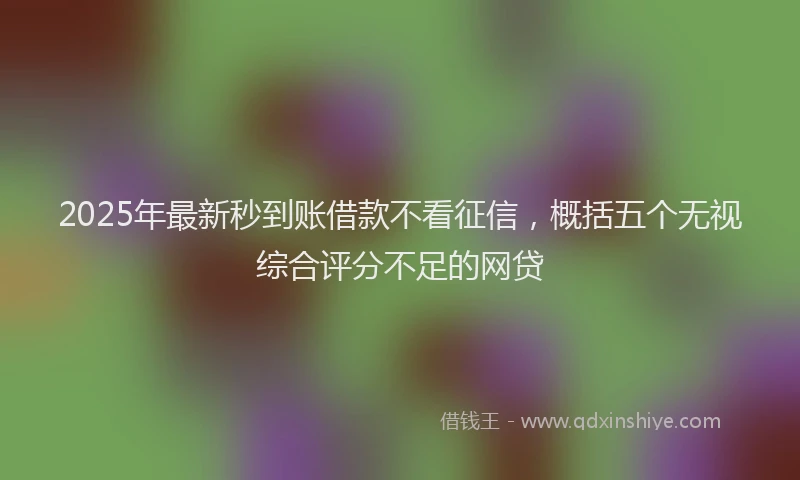2025年最新秒到账借款不看征信，概括五个无视综合评分不足的网贷