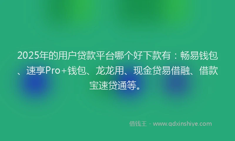 2025年的用户贷款平台哪个好下款有：畅易钱包、速享Pro+钱包、龙龙用、现金贷易借融、借款宝速贷通等。