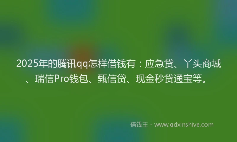 2025年的腾讯qq怎样借钱有：应急贷、丫头商城、瑞信Pro钱包、甄信贷、现金秒贷通宝等。