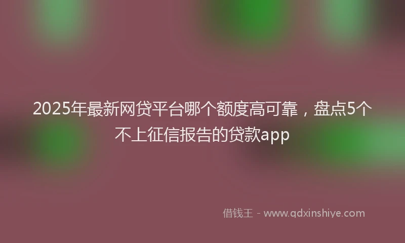 2025年最新网贷平台哪个额度高可靠，盘点5个不上征信报告的贷款app