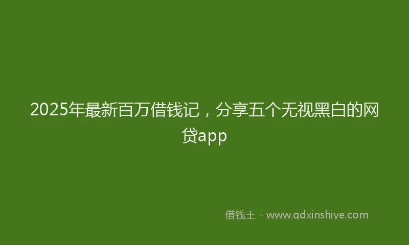 2025年最新百万借钱记，分享五个无视黑白的网贷app
