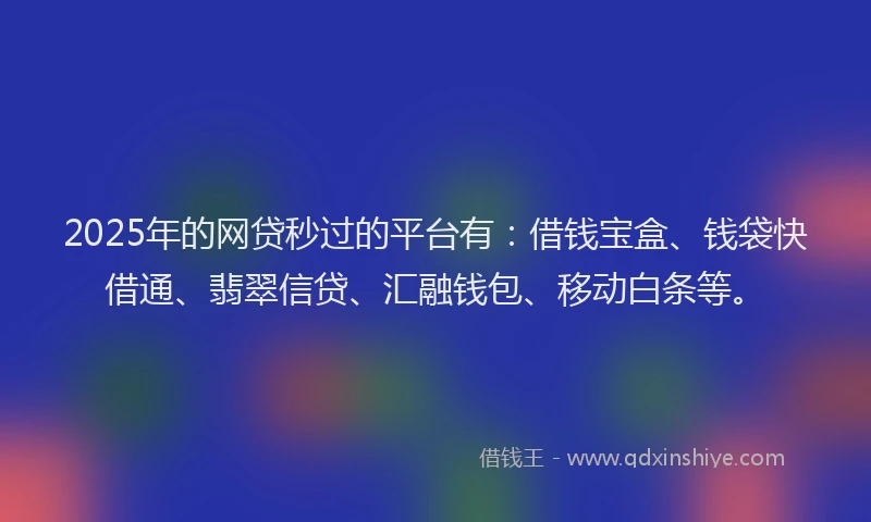 2025年的网贷秒过的平台有:借钱宝盒、钱袋快借通、翡翠信贷、汇融钱包、移动白条等。