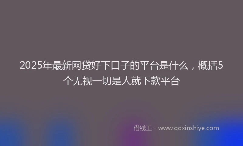 2025年最新网贷好下口子的平台是什么，概括5个无视一切是人就下款平台