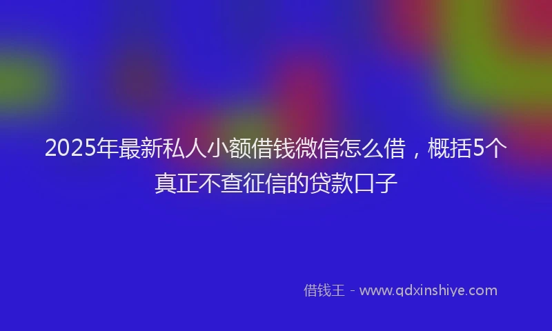 2025年最新私人小额借钱微信怎么借，概括5个真正不查征信的贷款口子