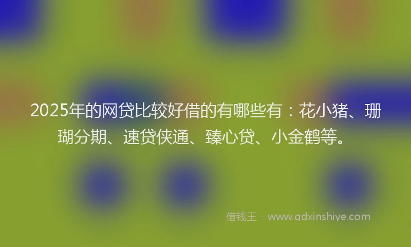 2025年的网贷比较好借的有哪些有：花小猪、珊瑚分期、速贷侠通、臻心贷、小金鹤等。