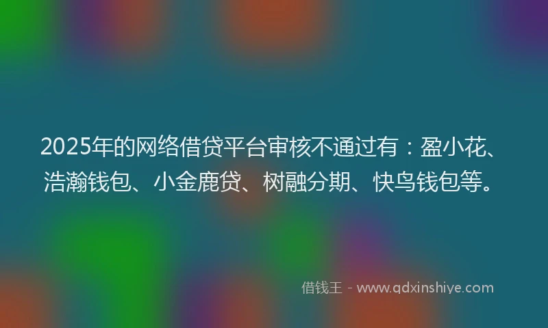 2025年的网络借贷平台审核不通过有：盈小花、浩瀚钱包、小金鹿贷、树融分期、快鸟钱包等。