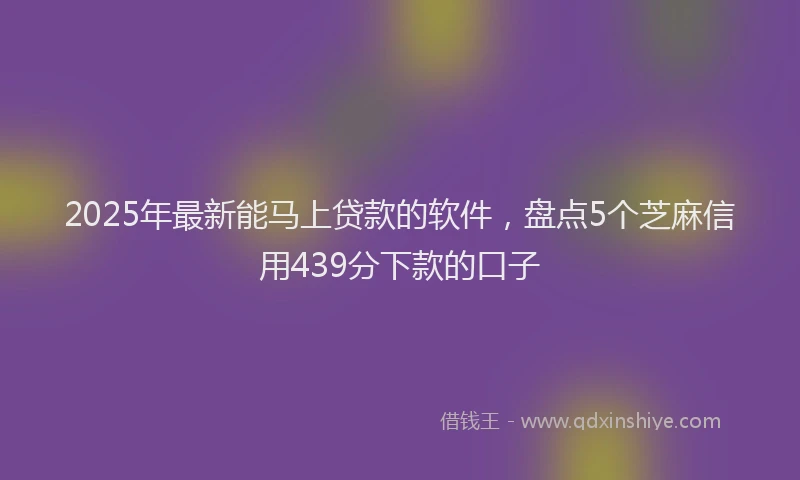 2025年最新能马上贷款的软件，盘点5个芝麻信用439分下款的口子