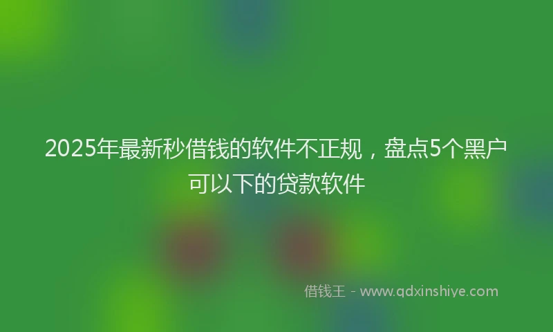 2025年最新秒借钱的软件不正规，盘点5个黑户可以下的贷款软件