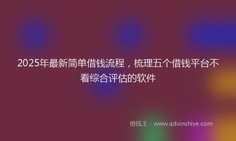 2025年最新简单借钱流程，梳理五个借钱平台不看综合评估的软件