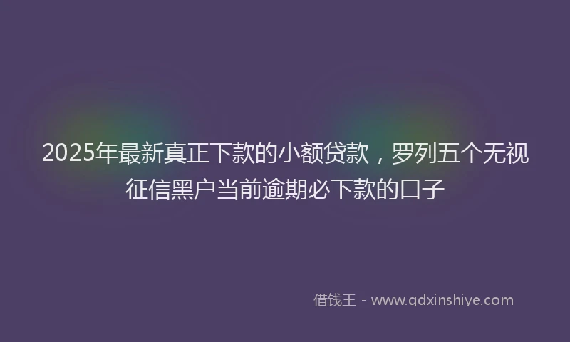 2025年最新真正下款的小额贷款，罗列五个无视征信黑户当前逾期必下款的口子