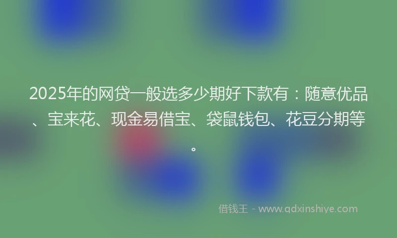 2025年的网贷一般选多少期好下款有：随意优品、宝来花、现金易借宝、袋鼠钱包、花豆分期等。