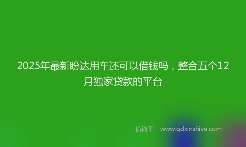 2025年最新盼达用车还可以借钱吗，整合五个12月独家贷款的平台