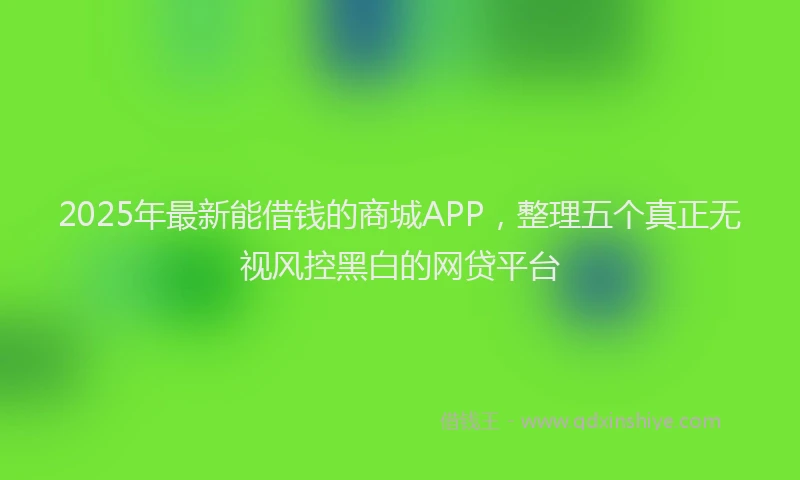 2025年最新能借钱的商城APP，整理五个真正无视风控黑白的网贷平台
