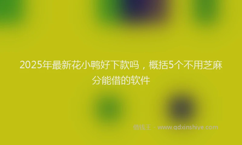 2025年最新花小鸭好下款吗，概括5个不用芝麻分能借的软件