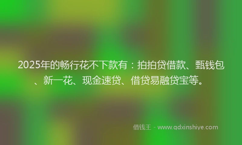 2025年的畅行花不下款有：拍拍贷借款、甄钱包、新一花、现金速贷、借贷易融贷宝等。