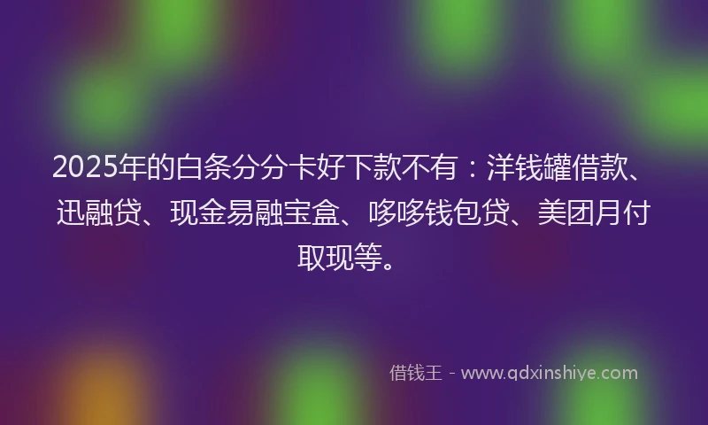 2025年的白条分分卡好下款不有：洋钱罐借款、迅融贷、现金易融宝盒、哆哆钱包贷、美团月付取现等。