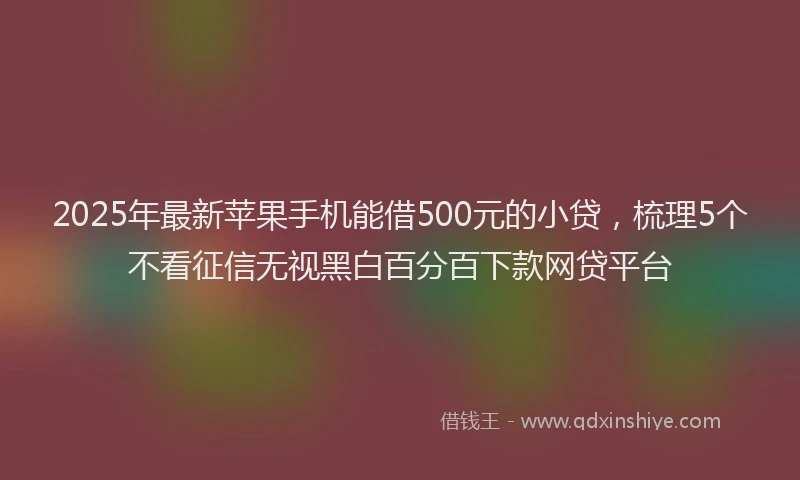 2025年最新苹果手机能借500元的小贷，梳理5个不看征信无视黑白百分百下款网贷平台