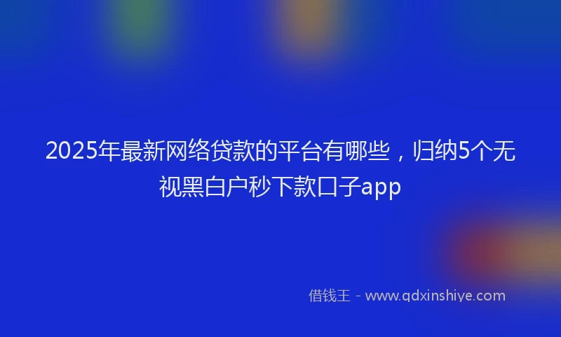 2025年最新网络贷款的平台有哪些，归纳5个无视黑白户秒下款口子app