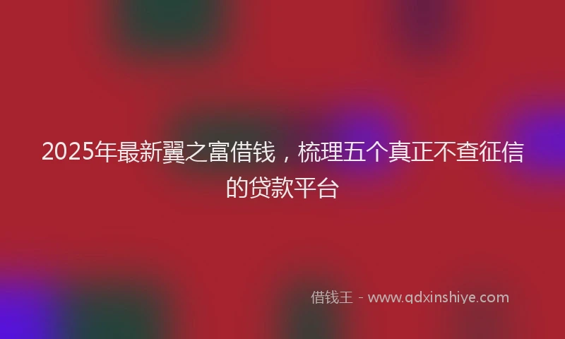 2025年最新翼之富借钱，梳理五个真正不查征信的贷款平台