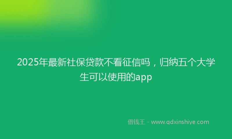 2025年最新社保贷款不看征信吗，归纳五个大学生可以使用的app
